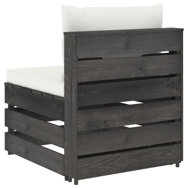 Modularna srednja sofa s jastucima od sivo impregniranog drva 3068122