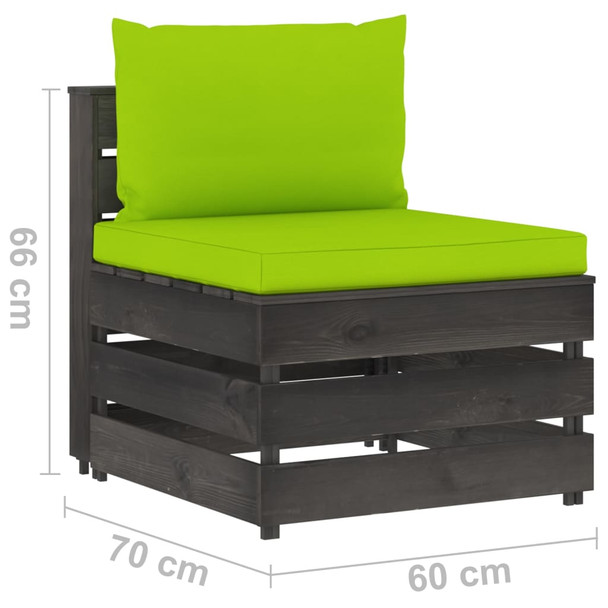 Modularna srednja sofa s jastucima od sivo impregniranog drva 3068131