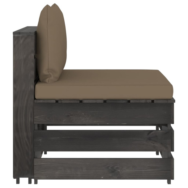 Modularna srednja sofa s jastucima od sivo impregniranog drva 3068128