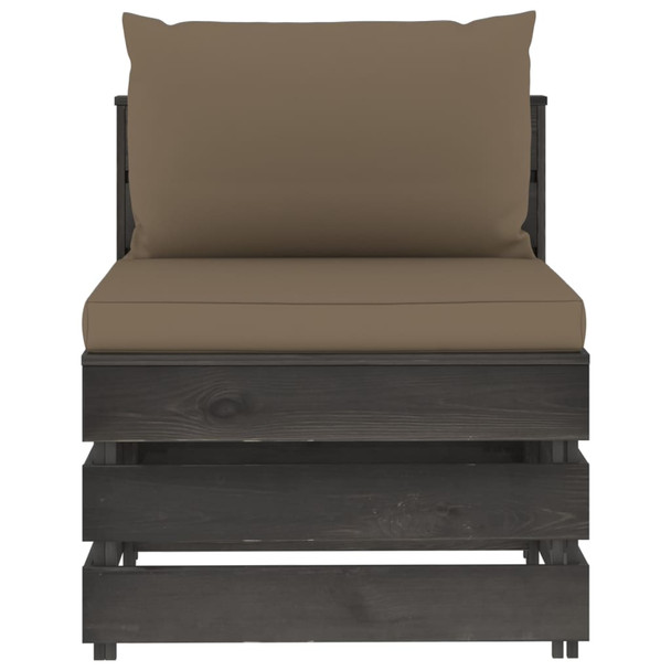 Modularna srednja sofa s jastucima od sivo impregniranog drva 3068128