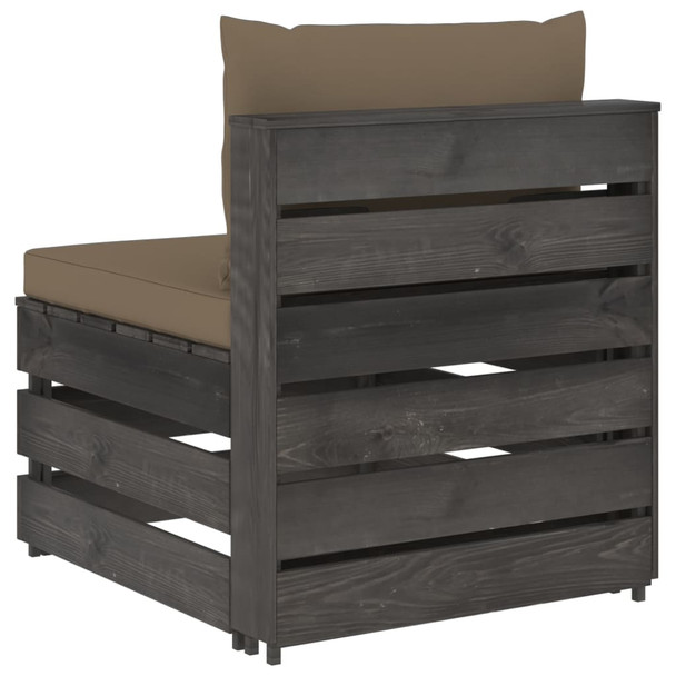 Modularna srednja sofa s jastucima od sivo impregniranog drva 3068128