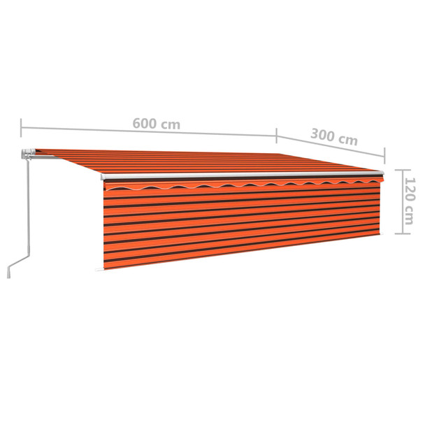 Tenda na ručno uvlačenje s roletom 6 x 3 m narančasto-smeđa 3069360