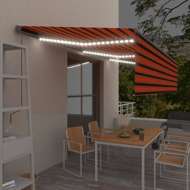 Automatska tenda s roletom i senzorom LED 6x3m narančasto-smeđa 3069495