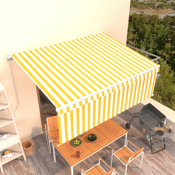 Tenda na ručno uvlačenje s roletom 4 x 3 m žuto-bijela 3069298