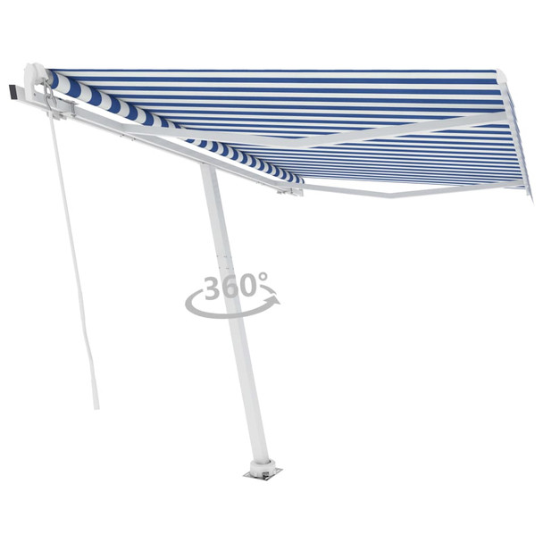 Samostojeća tenda na ručno uvlačenje 350 x 250 cm plavo-bijela 3069516