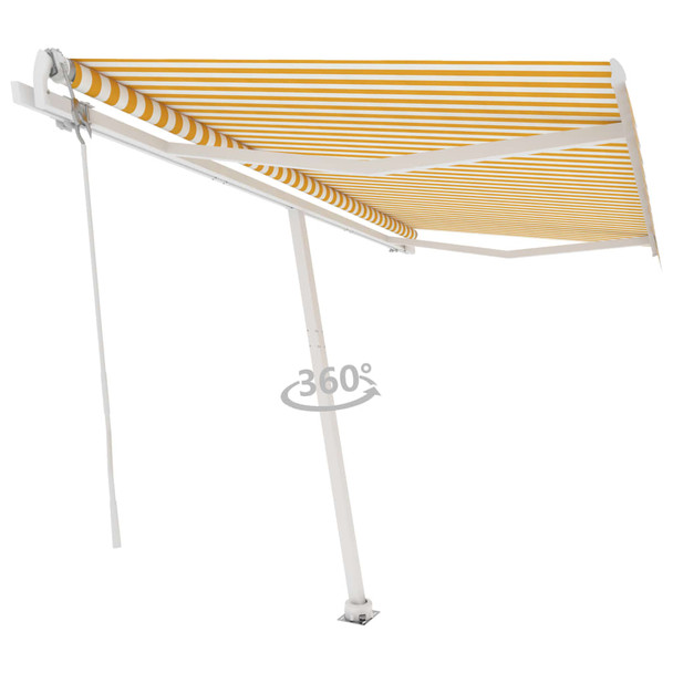 Samostojeća automatska tenda 450 x 300 cm žuto-bijela 3069568