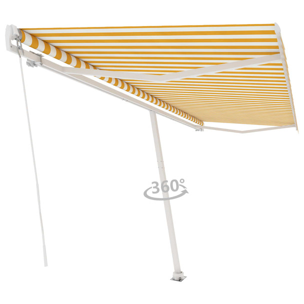 Samostojeća tenda na ručno uvlačenje 500 x 300 cm žuto-bijela 3069578