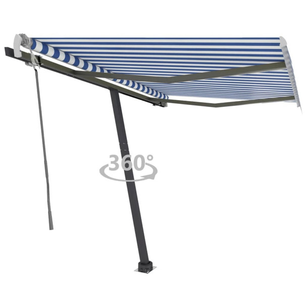 Samostojeća tenda na ručno uvlačenje 300 x 250 cm plavo-bijela 3069696