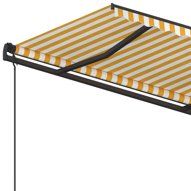 Automatska tenda na uvlačenje sa stupovima 4,5x3,5m žuto-bijela 3070248
