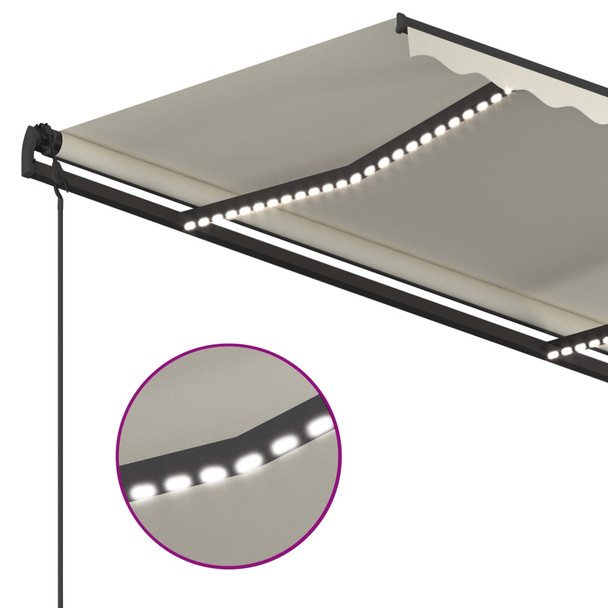 Automatska tenda sa senzorom za vjetar LED 4,5 x 3,5 m krem 3070252