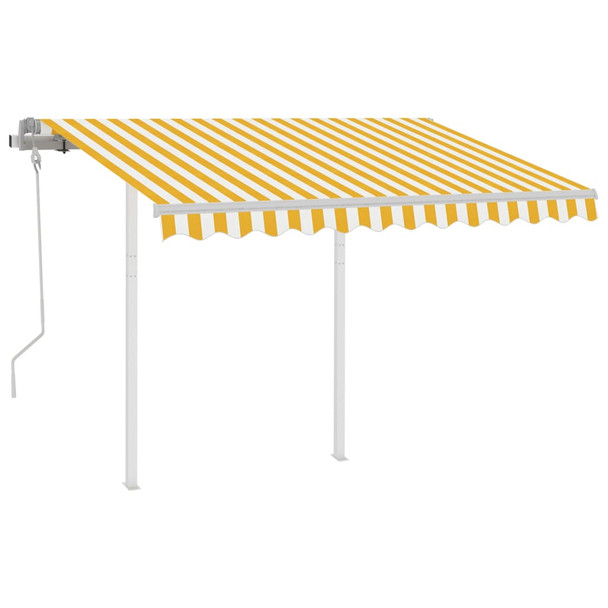 Tenda na ručno uvlačenje sa stupovima 3,5 x 2,5 m žuto-bijela 3069918