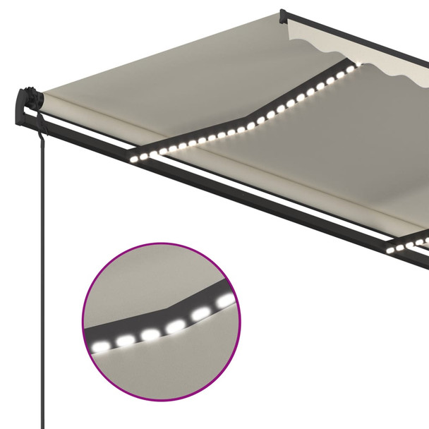 Automatska tenda sa senzorom za vjetar LED 5 x 3,5 m krem 3070272