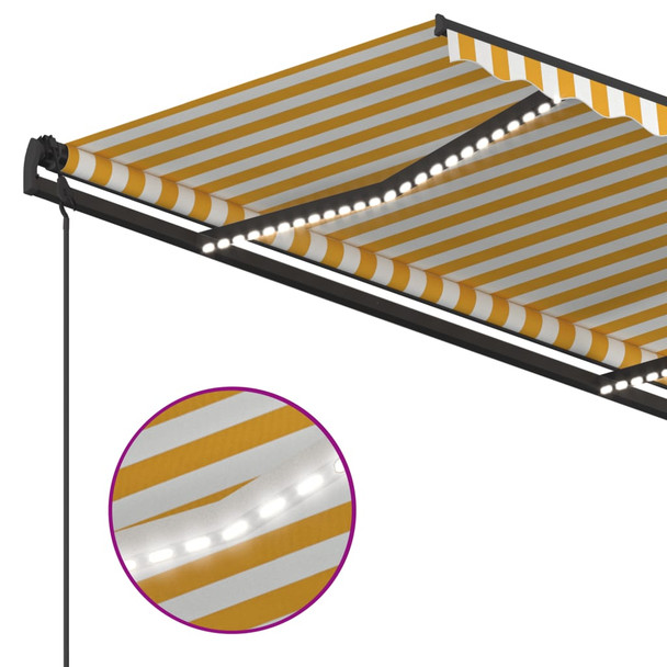 Automatska tenda sa senzorom za vjetar LED 5x3,5 m žuto-bijela 3070273