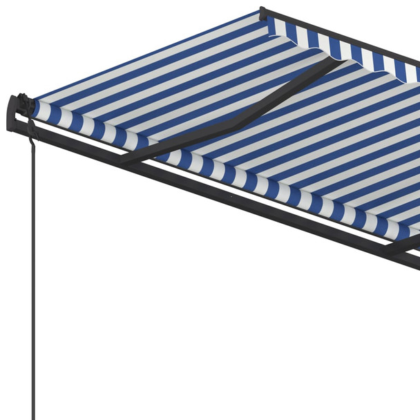 Automatska tenda na uvlačenje sa stupovima 5x3,5 m plavo-bijela 3070266