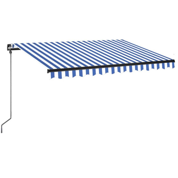 Tenda na ručno uvlačenje s LED svjetlom 350x250 cm plavo-bijela 3069081