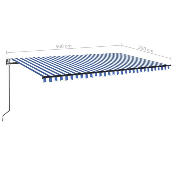 Automatska tenda sa senzorom LED 500 x 300 cm plavo-bijela 3069151