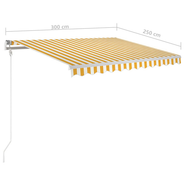 Tenda na ručno uvlačenje sa stupovima 3 x 2,5 m žuto-bijela 3069898