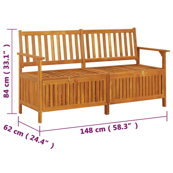 Klupa za pohranu 148 cm od masivnog bagremovog drva 316743