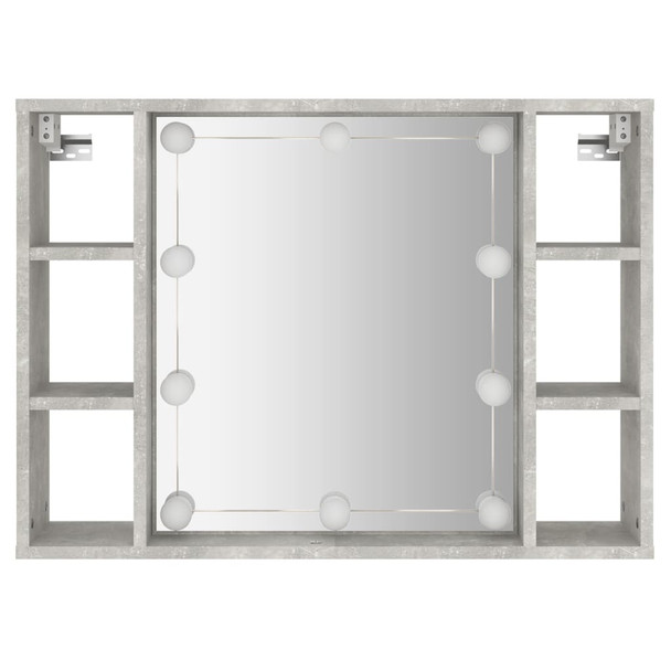 Kupaonski ormarić s ogledalom LED boja betona 76 x 15 x 55 cm 808859