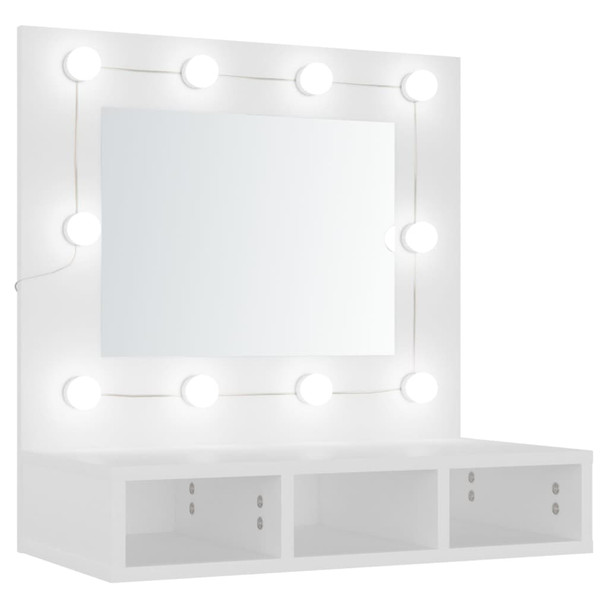 Ormarić s ogledalom i LED svjetlima bijeli 60 x 31,5 x 62 cm 808882
