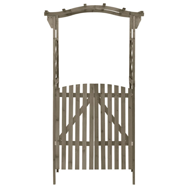 Pergola s vratima 116 x 40 x 204 cm siva od masivne jelovine 316393