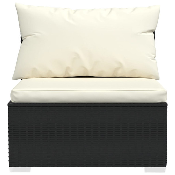 Srednja vrtna sofa s jastucima crna od poliratana 317493