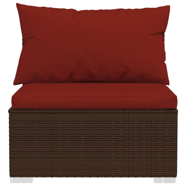 Srednja vrtna sofa od poliratana s jastucima smeđa 317548