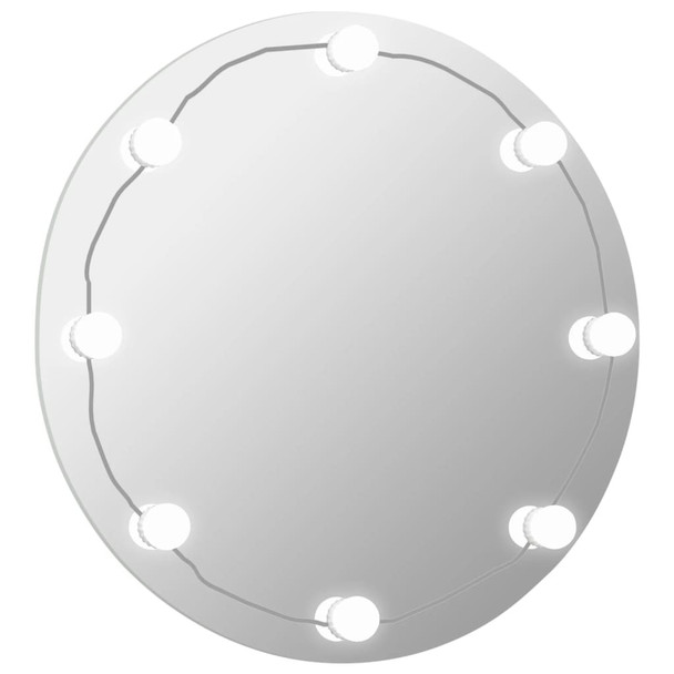 Zidno ogledalo bez okvira s LED svjetlima okruglo stakleno 3078647