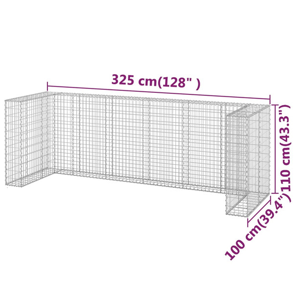 Gabionski zid za kante od pocinčanog čelika 325 x 100 x 110 cm 151301