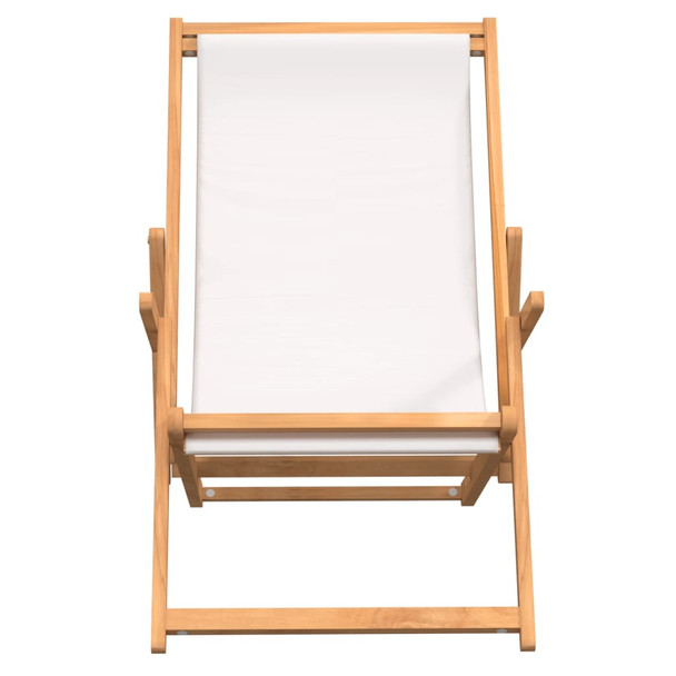 Sklopiva stolica za plažu od masivne tikovine krem 317696
