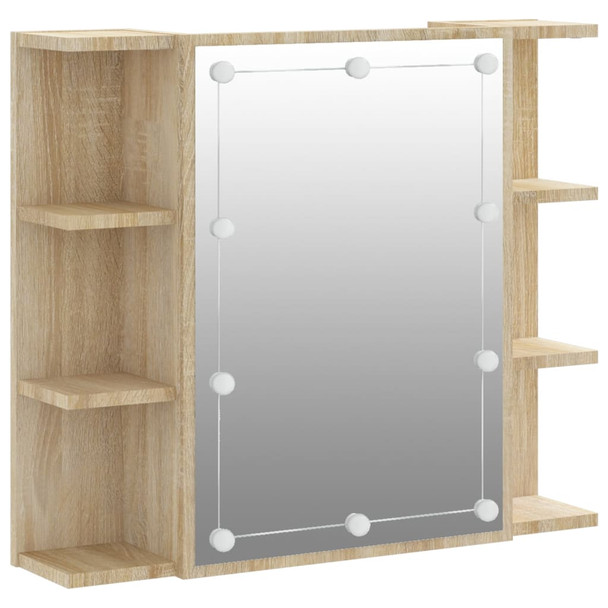 Ormarić s ogledalom LED boja hrasta sonome 70 x 16,5 x 60 cm 808876