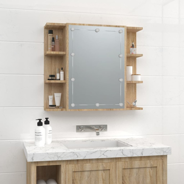 Ormarić s ogledalom LED boja hrasta sonome 70 x 16,5 x 60 cm 808876