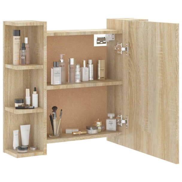 Ormarić s ogledalom LED boja hrasta sonome 70 x 16,5 x 60 cm 808876