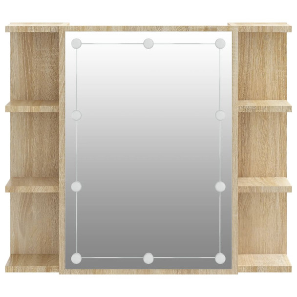 Ormarić s ogledalom LED boja hrasta sonome 70 x 16,5 x 60 cm 808876