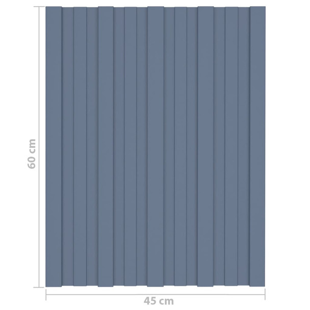 Krovni paneli 12 kom od pocinčanog čelika sivi 60 x 45 cm 317189