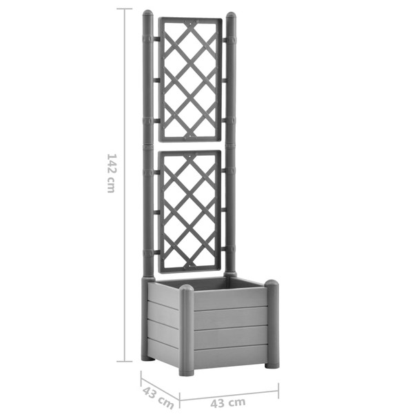 Vrtna sadilica s rešetkom 43 x 43 x 142 cm PP siva boja kamena 317581