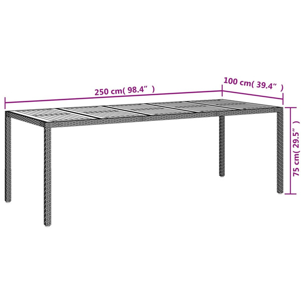 Vrtni stol sivi 250 x 100 x 75 cm od poliratana 316730