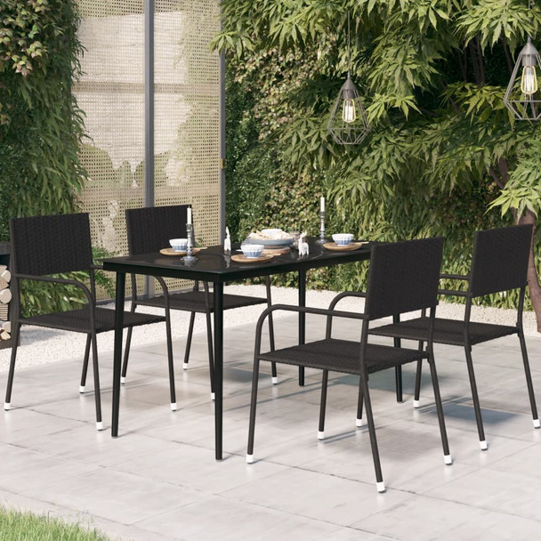 Vrtni blagovaonski stol crni 140x70x74 cm od čelika i stakla 318750