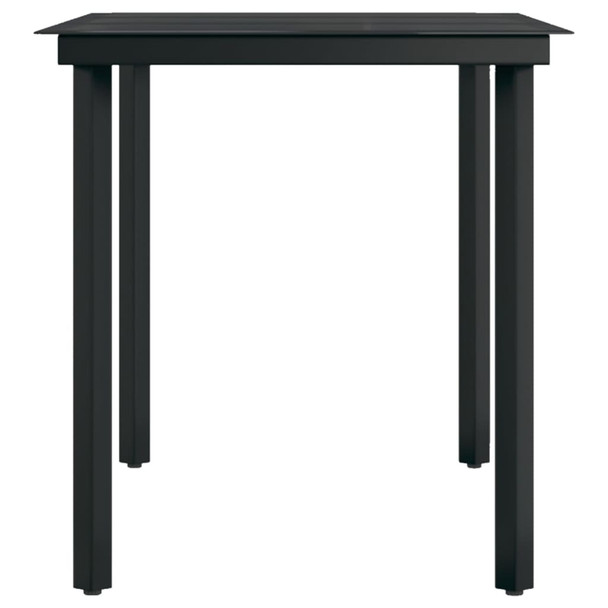 Vrtni blagovaonski stol crni 140x70x74 cm od čelika i stakla 318747