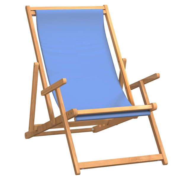 Sklopiva stolica za plažu od masivne tikovine plava 317697