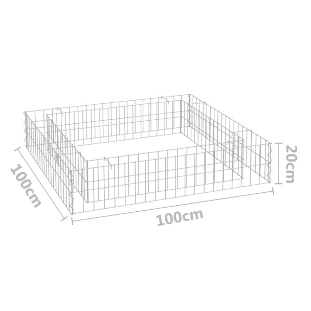 Gabionska povišena gredica od pocinčanog čelika 100x100x20 cm 151311