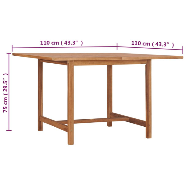 Vrtni blagovaonski stol 110 x 110 x 75 cm od masivne tikovine 318477