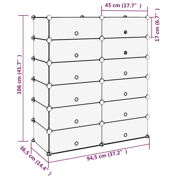 Stalak za cipele prozirni 94,5 x 36,5 x 106 cm PP 340564