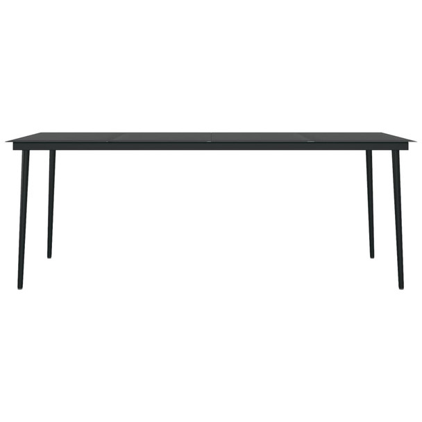 Vrtni blagovaonski stol crni 200 x 100 x 74 cm čelik i staklo 3100108