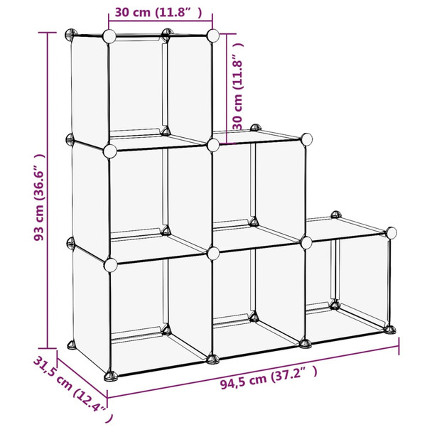 Kockasti organizator za pohranu sa 6 kocki prozirni PP 340552