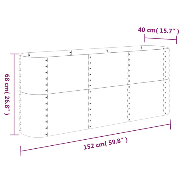 Povišena vrtna gredica od čelika 152 x 40 x 68 cm sivi 318894