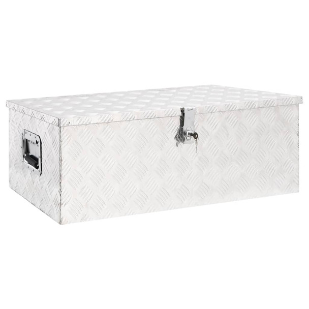 Kutija za pohranu srebrna 90 x 47 x 33,5 cm aluminijska 152254