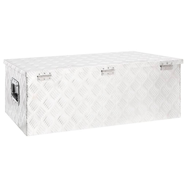 Kutija za pohranu srebrna 90 x 47 x 33,5 cm aluminijska 152254