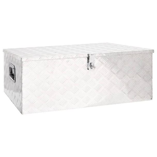 Kutija za pohranu srebrna 100 x 55 x 37 cm aluminijska 152256