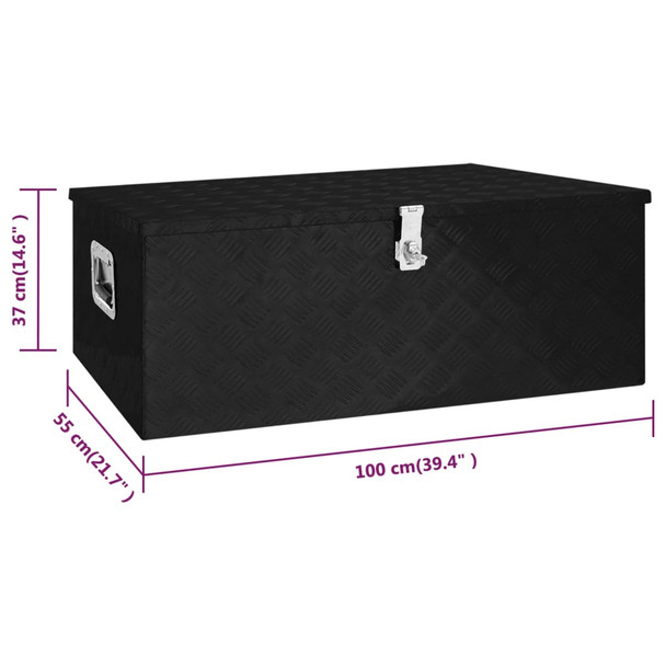 Kutija za pohranu crna 100 x 55 x 37 cm aluminijska 152257